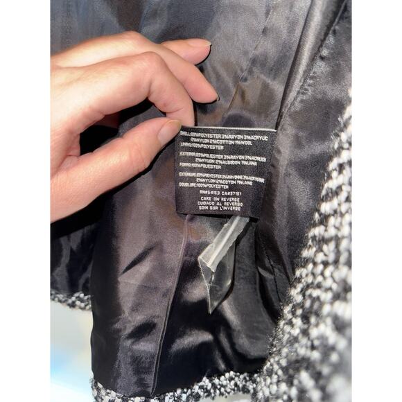 Jessica Simpson Women’s Black White Tweed Wrap Belted Coat Jacket XS - Picture 8 of 14